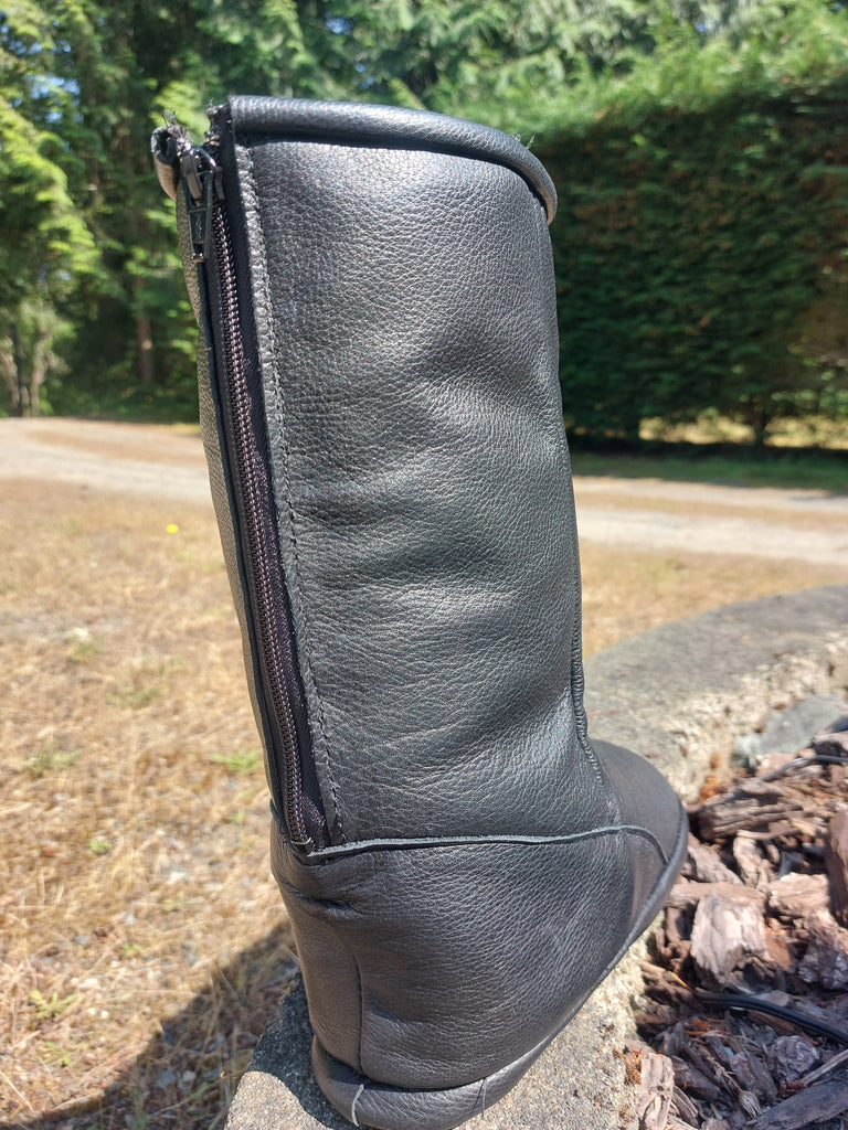 Leather sheepskin knee high boot
